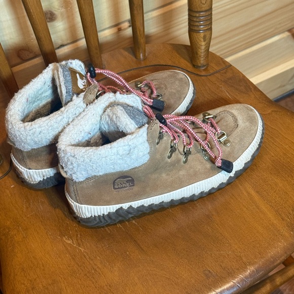 SOREL Out N About Plus Conquest Waterproof Ankle Boots Tan Suede Shearling 5 - Picture 7 of 8